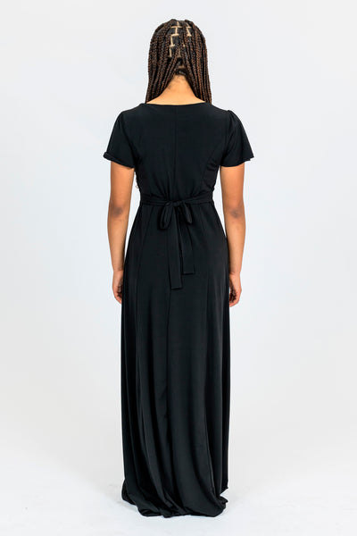 school music band student girl wearing black dress back view