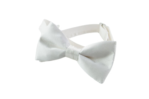 White Silk Pre-tied Bow Tie