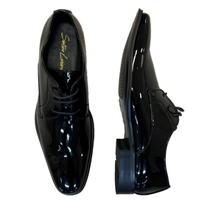 dress shoes for a tuxedo Ylsdy Men's Faux Leather Pointed Toe Business Shoes Patent Leather Formal Work Shoes Oxford Lace Up Shoes Wedding Shoes Black 9.5 grade full grain leather vertically sourced from one of the worlds best tanneries Black Patent Lace Uniform Tuxedo