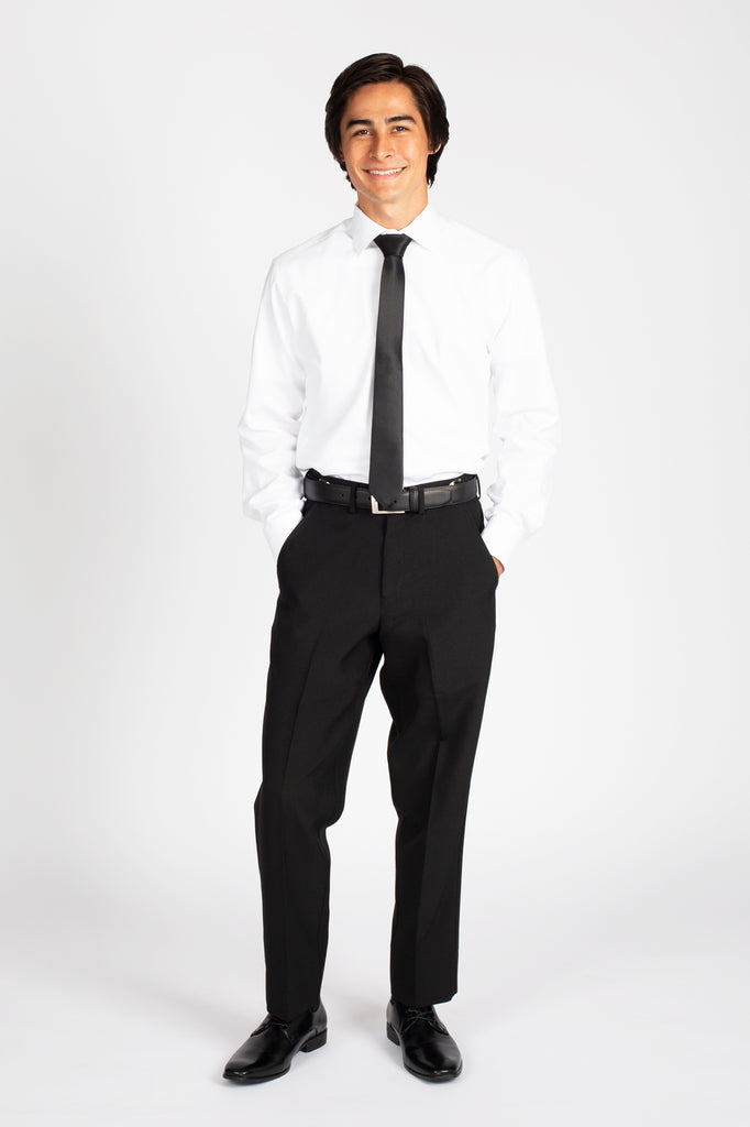 Mens Flat Front Pants (BK) - The Uniform Store