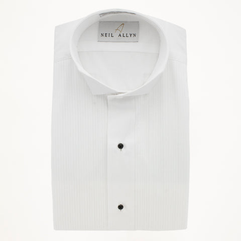 Wing Tip Tux Shirt 1/8" Pleat- White - Men's