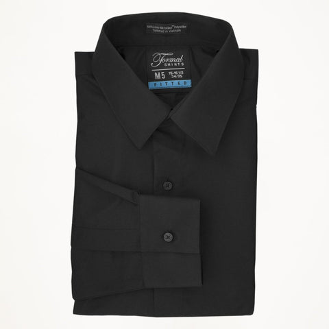 Black Laydown Collar Dress Shirt - Men's
