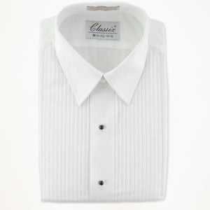 White Laydown Tux Shirt 1/4" Pleat - Men's