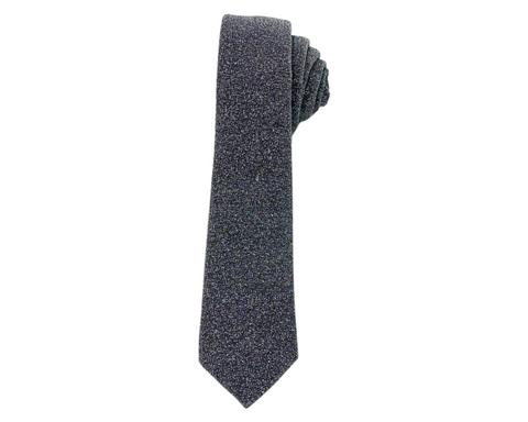 Charcoal Glitter Long Self-Tie with Pocket Square