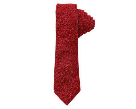 Red Glitter Long Self-Tie with Pocket Square