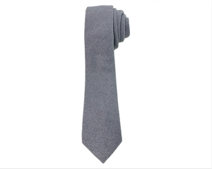 Silver Glitter Long Self-Tie with Pocket Square