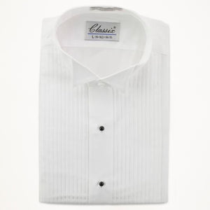 Wing Tip Tux Shirt 1/4" Pleat- White